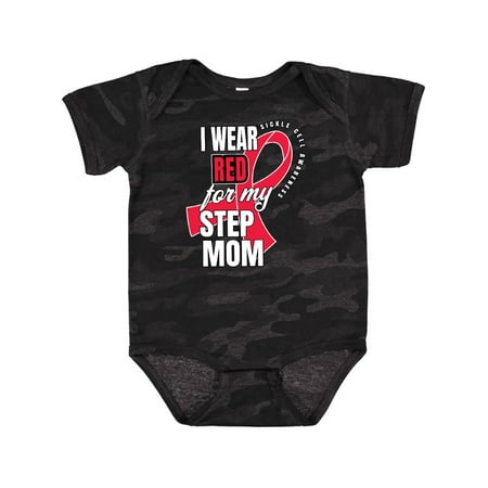 

Inktastic Sickle Cell Awareness I Wear Red For My Step Mom Gift Baby Boy or Baby Girl Bodysuit