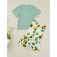 thumbnail image 4 of Seyurigaoka Little Girl’s T-shirt and Trousers Set Fashion Sunflower Print Short Sleeve Tops and Flared Pants, 4 of 9