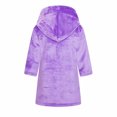 thumbnail image 4 of LLYWEY Hooded Bath Robes for Toddler Girls Soft Warm Fuzzy Fleece Bathrobes Unisex Boys Girls Wrap V-Neck Long Sleeve Kids Robe with Belt Knee Length Bathrobe Pajamas Sleepwear Purples 7-8T, 4 of 9