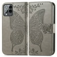 thumbnail image 2 of Feishell Wallet Case for T-Mobile REVVL 6 Pro,Butterfly & Flower Embossed PU Leather TPU Inner Shell Magnetic Flip Stand Card Slots Shockproof Protective Phone Cover,Gray, 2 of 6