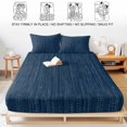 thumbnail image 5 of Cal.King Size Fitted Sheet Set - Dark Blue 3 Piece Bedding Sets 16" Deep Pocket Fitted Sheet with 2 Pillowcases, Modern Minimalist Solid Color Brushed Microfiber Hotel Luxury Bed Sheets, 5 of 9