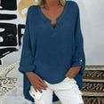 thumbnail image 3 of Plus Size Tops Trendy Western Tops for Ladies V-Neck Pullover Loose Tunic Long Sleeve T Shirts Solid Color Sweatshirts Womens Spring Fashion Navy S, 3 of 7