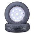 thumbnail image 2 of ROCKMAN Trailer Tire Wheel Assembly ST205/75R15 10-Ply E 111M Heavy Duty 2400lbs w/5 Lug on 5" PCD White Spoke Rim ,SET 2, 2 of 5
