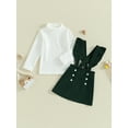 thumbnail image 2 of Suealasg Kids Girl 2 Piece Skirt Outfit Little Girls Solid Color Turtleneck Tops and Corduroy Suspender Skirt Set 1T 2T 3T 4T 5T Toddler Girls Fall Cute Clothes, 2 of 9