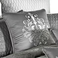 thumbnail image 5 of 12 Piece Queen Polyester Comforter Set with Medallion Print, Platinum Gray- Saltoro Sherpi, 5 of 5