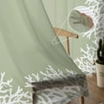 thumbnail image 5 of Coastal Coral Semi Sheer Curtains 96 Inch Length 2 Panels Set, Sage Green Ocean Marine Nautical Beach Sheer Kitchen Curtain Privacy Voile Window Curtain for Living Room Bedroom Rod Pocket Drapes, 5 of 7