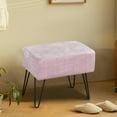 thumbnail image 7 of Home Soft Things Textured Velvet Ottoman Stool Chair, Upholstered Footrest with Black Metal Legs, Softpink, 19" x 13" x 17", 7 of 7