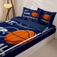 thumbnail image 3 of Homewish Basketball Ball Game Kids Zipper Full Size Comforter Sets with Fitted Sheet and 2 Pillowcases,Sport Theme Zipper Bedding Set For Boys,Navy Blue Reversible,4 Pieces, 3 of 7