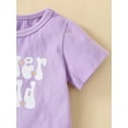 thumbnail image 6 of hirigin Newborn Baby Girl Summer Clothes Letter Print Short Sleeve T-Shirt Tops+Daisy/Rainbow/Leopard Shorts 2pcs Outfit (Purple Leopard,9-12M), 6 of 9