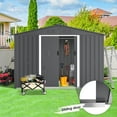 thumbnail image 3 of SUNCROWN Outdoor Garden Storage Shed 8X6 FT Yard Storage Tool with Sliding Door for Lawn Equipment Garden Backyard, Grey, 3 of 7