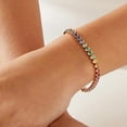 thumbnail image 3 of Rainbow sapphire tennis bracelet 14K solid gold | Natural rainbow gemstone bezel set tennis bracelet | multi sapphire rainbow bracelet, 3 of 4