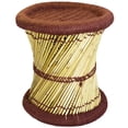 thumbnail image 1 of Natural Geo Moray Accent Stool - Handwoven Rusty Red, 1 of 5