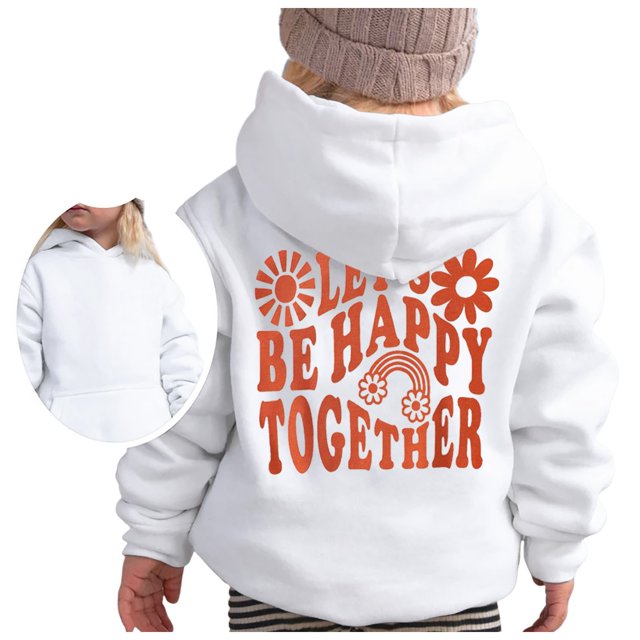 GDREDA Sweat à Capuche Preppy pour Fille, Manches Longues, Sweat Graphique Doux, Pull Mignon pour Enfants (Blanc, 2-3 Ans)
