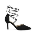 thumbnail image 3 of BLISSFUL STEP Women's Pumps Stilettos Heels Pointed Toe Lace up Pumps Black 8, 3 of 7