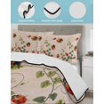 thumbnail image 3 of Full Size Quilt Bedding Set, Ladybugs Eucalyptus Leaves Reversible Summer Quilt 3 Pieces, Spring Botanical Vintage Lightweight Bedspreads Coverlets with 2 Pillow Shams for All Seasons, 3 of 5