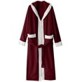 thumbnail image 5 of Mens Fleece Hoodie Robe Plush Soft Warm Long Bathrobe Wrap Style Mid Length Flannel Pajamas Bathrobes, 5 of 6