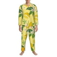 thumbnail image 4 of Bingfone Men'S Pajama Set 2 Piece Loungewear Pjs, Long Sleeve With Pajama Pants-Lemon (2), 4 of 9