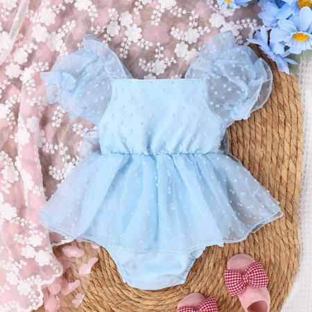 

PEASKJP Baby Girl Romper Short Sleeve Baby Girl Short Sleeve Shirt Romper Onesie Clover Shorts Summer Bodysuit Blue 9-12 Months