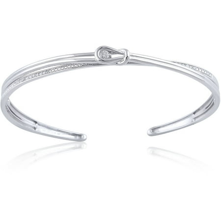 Diamond Accent Sterling Silver Knot Cuff Bracelet