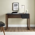 thumbnail image 2 of Walker Edison Fluted Drawer Writing Laptop Desk, 46 Inch, Black/Walnut, 2 of 5