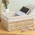 thumbnail image 4 of 10 inch Wicker Baskets With Liner For Counter,Natural Paper Rope Rattan Storage Basket,Wicker Gift Basket,Wicker Storage Basket,Hand Woven Pantry Table Organizer Bins For Bedroom Living Room School, 4 of 8