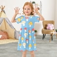 thumbnail image 5 of Cute Mushrooms Pattern Girls Short Sleeve Dress A Line Sun Protection Breathable Comfort Sundress 4T, 5 of 8