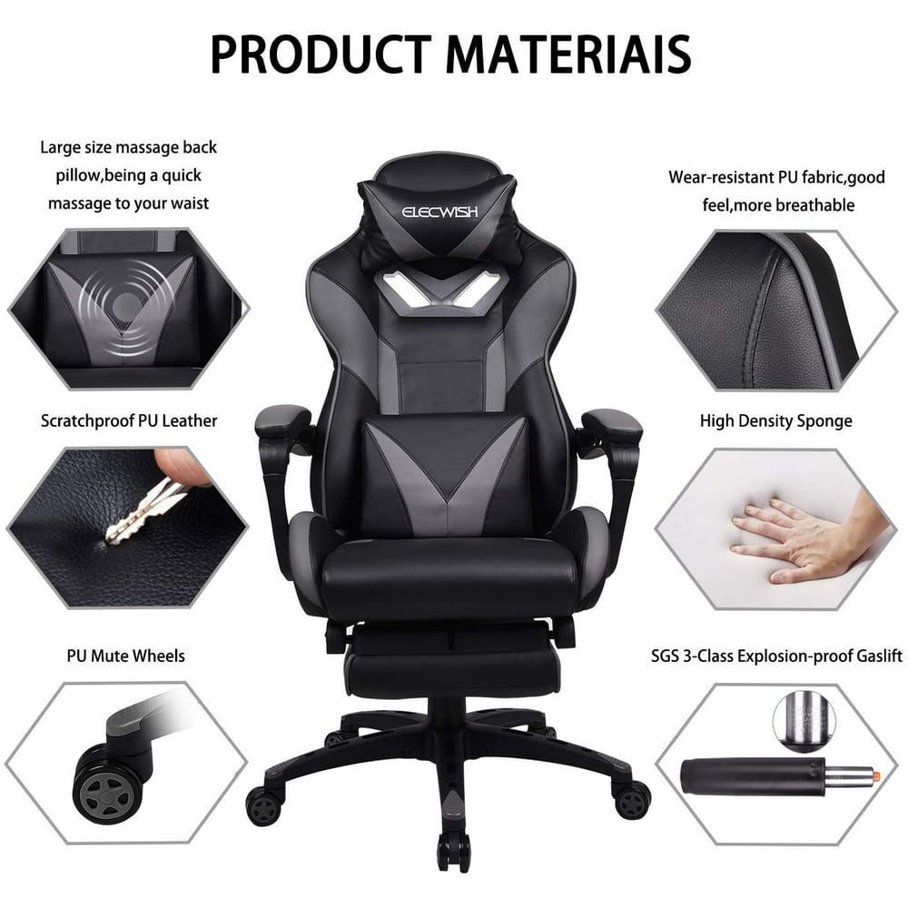 ELECWISH Massage Computer Gaming Chair Reclining Ergonomic Racing