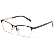 Tango Optics Cateye Metal Eyeglasses Frame Luxe RX Stainless Steel Jocelyn Burnell Black For Prescription Lens -