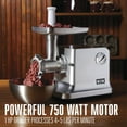 thumbnail image 2 of Weston Electric Meat Grinder & Sausage Stuffer, #12 750 Watt, 1 HP Motor, Grinds 4 lbs Per Minute, Includes Stainless Steel Grinding Plates, Die-Cast Aluminum, 2 of 8