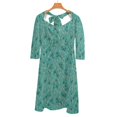thumbnail image 1 of Koi Pond Pattern Back Lacing Backless Dress Square Neck Dress Fashion Design Large Size Loose Dress Koi Fish Pond Lilly Water, 1 of 5