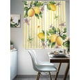 thumbnail image 4 of Lemon Flower Butterfly Sheer Curtains 72 Inch Long 2 Panels, Leaf Yellow White Striped Light Filtering Rod Pocket Semi Sheer Curtains, Sheer Voile Drapes for Living Room Bedroom, 52"x72", 4 of 5