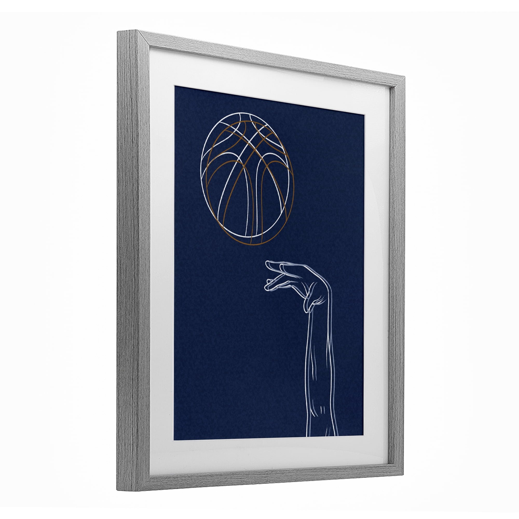 Stupell Industries Basketball Lines Contour Gray Framed Print Under Glass, design by Marcus Prime