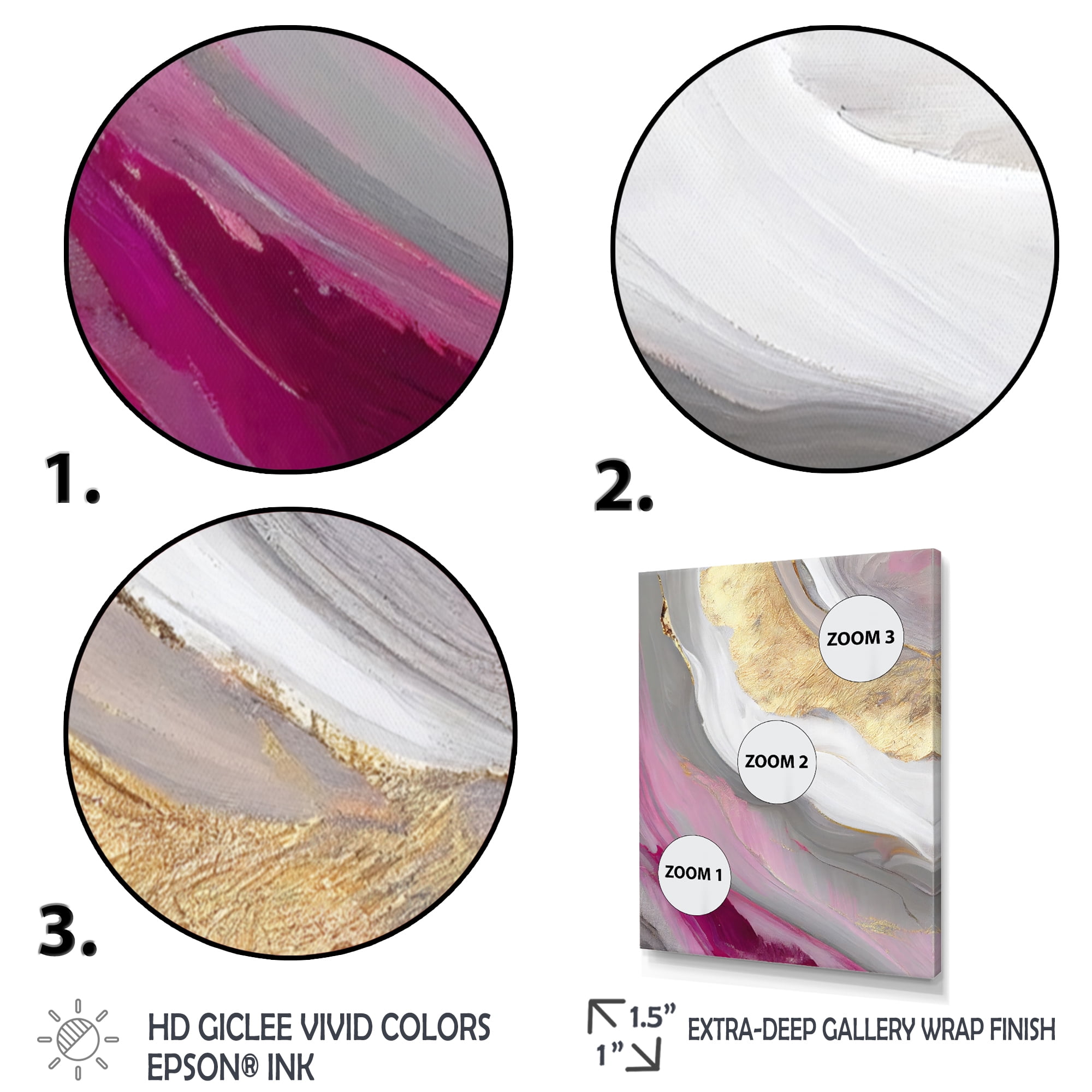 Designart Pink And Gold Marble Abstract VI Canvas Wall Art