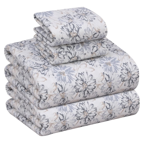 RUVANTI Flannel Sheets Full Size - 100% Cotton Double Brushed Bed Sheets Set, Deep Pockets 16 Inches, All Seasons Breathable & Extra Soft Full Sheets, Warm & Cozy, 4 Piece, Pacific