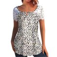 thumbnail image 2 of Mujeres Tops Casual verano encaje manga corta Split cuello túnica impresa camisetas camisetas Tops OAVQHLG3B Store lin121212, 2 of 5