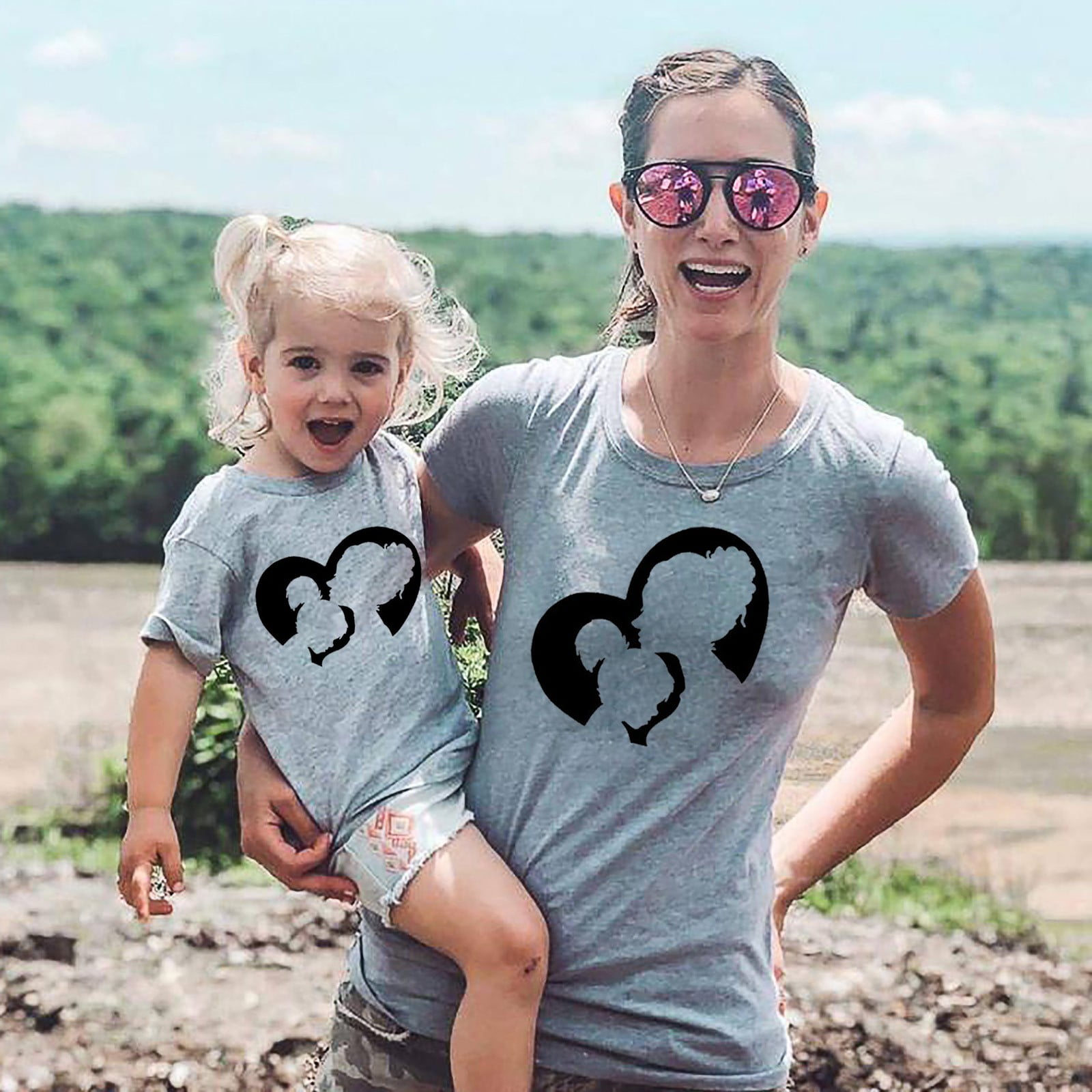 Yilirongyumm〗 Gray XL T Shirts For Women Mom Cute Boys Tops Children Set T- Shirt Girls Mother's T-Shirt Day Baby Women's Blouse - Walmart.com