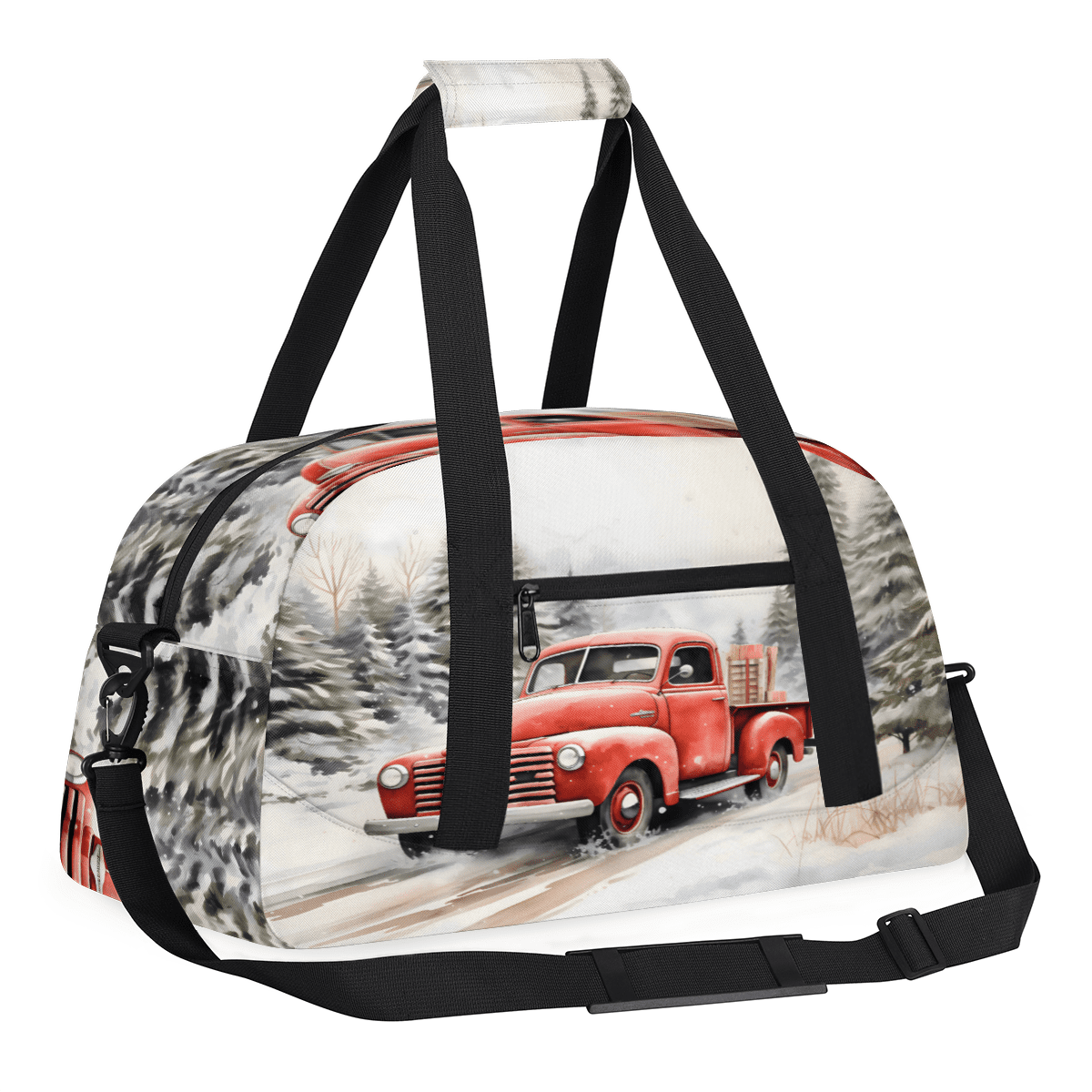 Herdesigns Sports Duffle Bags Travel Duffle Bag Gym Bag Red Truck Winter Forest Weekender Travel Bag Waterproof Overnight Bag Carry On Travel Tote Bag Dance Bags