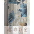 thumbnail image 6 of Vintage Leaves Sheer Curtains 108 Inches Long 2 Panels Blue Tropical Plant Linen Texture Light Filtering Semi Sheer Window Curtains Drapes for Bedroom Living Room 52"x108", 6 of 7