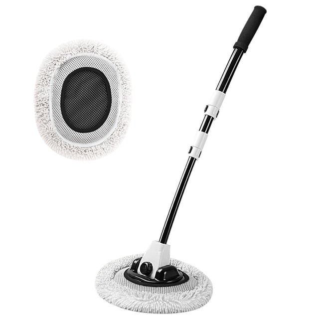 Cepillo de lavado de autos con mango largo Curva de 15° Trapeador de limpieza de autos Escoba de chenilla giratoria de 90° Trapeador telescópico automático flexible Limpiaparabrisas de automóvil Toall
