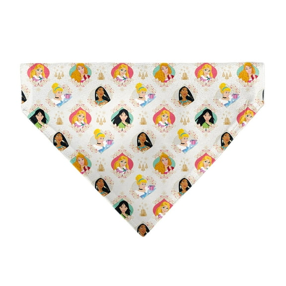 Disney Pet Bandana Disney Holiday Princess Poses and Icons Beige Tan Red Slip On Collar Bandana Only