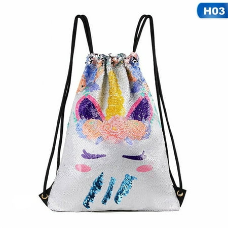 - AkoaDa Womens Girls Unicorn Sequin Backpack Travel Drawstring Bag Rucksack Magic