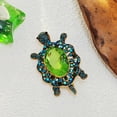 thumbnail image 3 of Sea Turtle Green, Blue, Rhinestone Brooch, Gold-Tone Metal, 3 of 9