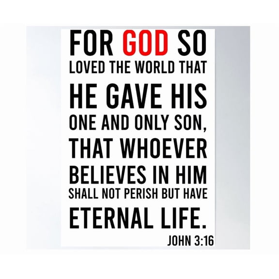 John 3 16 Bible Verse Christian Wall Art Poster Home Decor Office Wall Art Home Decor Office Wall Art