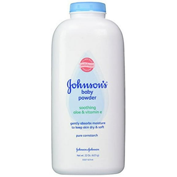 Johnson's Baby Powder, Pure Cornstarch, Aloe & Vitamin E, 22 Ounce (Pack of 2)