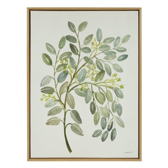 Kate and Laurel Sylvie Pale Leaves Framed Canvas Wall Art by Patricia Shaw, 28x38 Natural, Decorative Still Life Art Print for Wall