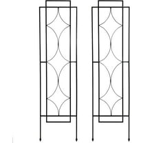 2-Piece Chic Diamonds Design Garden Trellis for Climbing Plants Set - Metal Decorative Outdoor Plant and Flower Trellis - 60-Inch Tall Each - Black