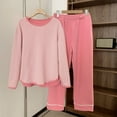 thumbnail image 2 of SuTry Womens Casual Sleepwear Set Soft Cozy Loose Long Sleeve Round Neck Solid Color Pajama Home Loungewear Pajamas for Women Set(Pink#1,2XL), 2 of 6