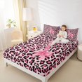 thumbnail image 4 of Manfei Kawaii Initial A Letter Bed Sheets, Pink Leopard Cheetah Print King Sheets, Teens Kids Girls Women Sheet Set, Ultra Soft Bedroom Decor, 4 Pieces, 4 of 7