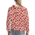 thumbnail image 7 of Fotbe Strawberries Pattern Womens Long Sleeve Hoodie, Pullover Hooded Sweatshirt, Kangaroo Pocket Hoodie with Eye-catching Drawstrings-Medium, 7 of 7