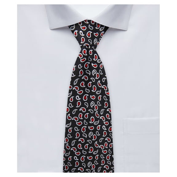 Jacob Alexander Men's Woven Paisley Pattern Slim 2.5 inch Width Neck Tie - Black Red